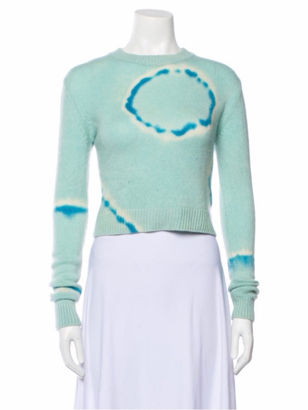 The Elder Statesman  cropped Mint and Blue Tie-Dye  cashmere  Sweater